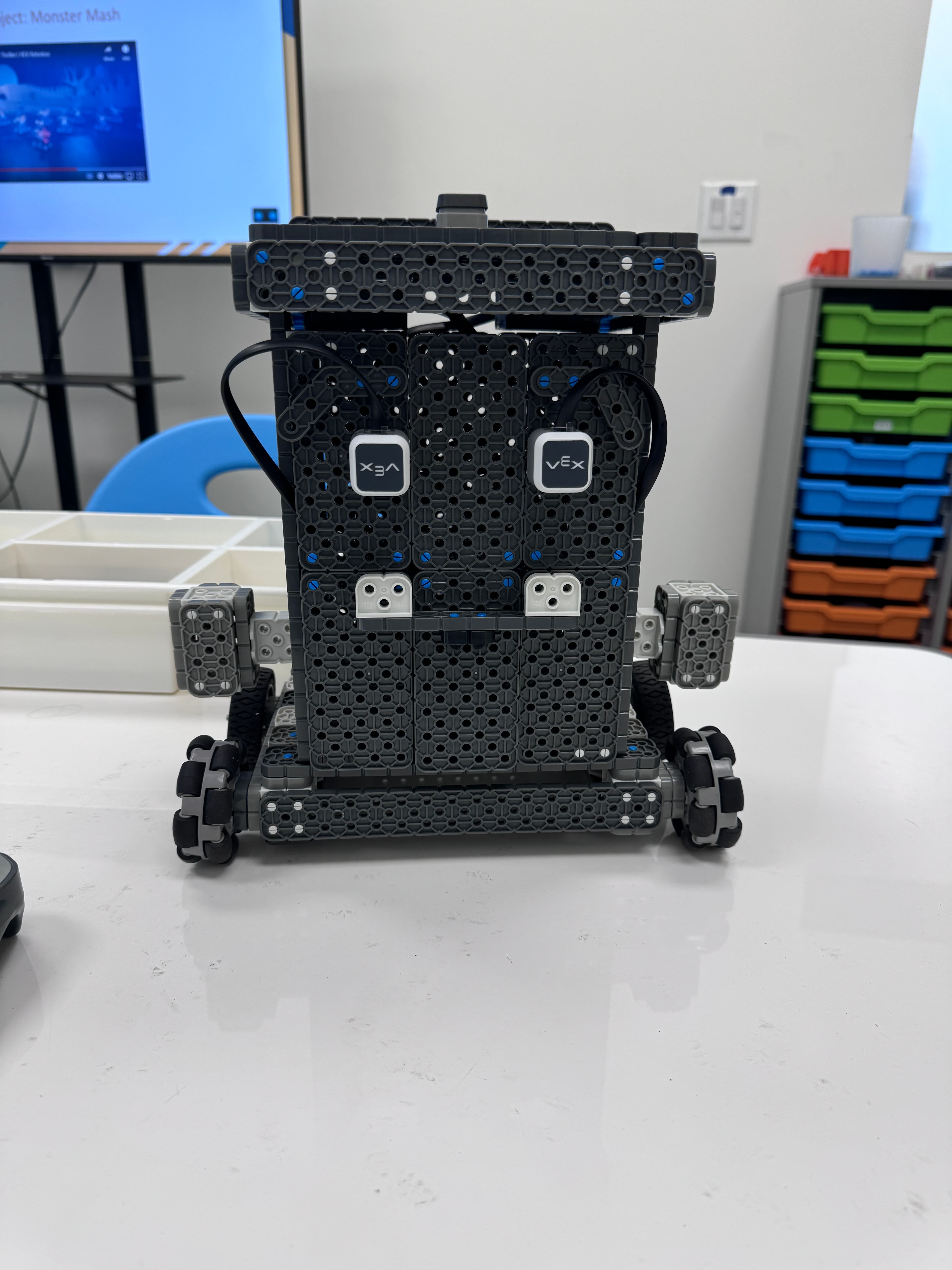 Students building robots